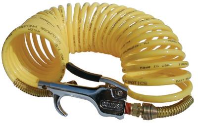 Coilhose Pneumatics Safety Blow Gun & Nylon Recoil Assembly, 600-S, 1/4 in x 12 ft, Yellow, 600-N12A