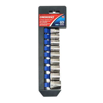 Apex Tool Group 9 Piece 3/8 in Drive Standard Socket Sets, 12 Point, 9mm-19 mm, Metric, CSAS5N