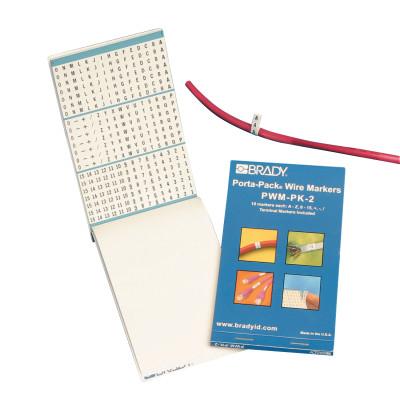 Brady® Vinyl Cloth Porta-Pack Wire Markers, 3.7 in x 7 in, A thru Z, Black on White, PWM-PK-12
