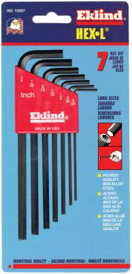 Eklind?? Tool Hex-L Key Set, 7 per holder, Hex Tip, Inch, Long Arm, 10207