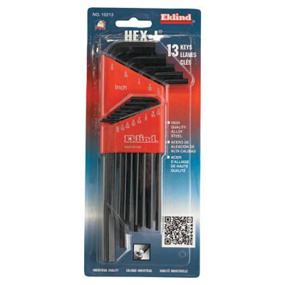 Eklind® Tool Hex-L Key Set, 13 per holder, Hex Tip, Inch, Long Arm, 10213