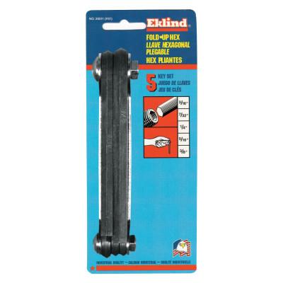 Eklind?? Tool Inch Fold-Up Hex Key Sets, 5 per fold-up, Hex Tip, Inch, 20511