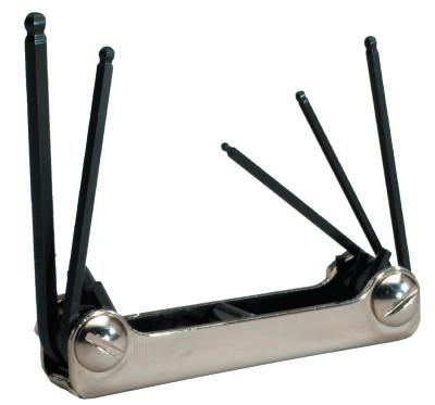 Eklind® Tool Metric Fold-Up Hex Key Sets, 5 per fold-up, Ball Hex Tip, Metric, Small, 21158