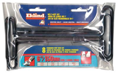 Eklind?? Tool Standard Grip Inch T-Key Sets, 8 per pouch, Hex Tip, Inch, 6 in Handle, 33168