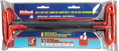 Eklind?? Tool Cushion Grip Hex T-Key Sets, 8 per pouch, Hex Tip, Inch, 9 in Handle, 53198