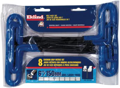 Eklind?? Tool Cushion Grip Hex T-Key Sets, 8 per pouch, Hex Tip, Metric, 6 in Handle, 55168