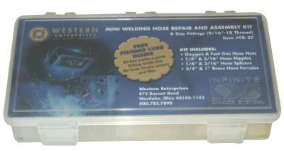 Western Enterprises Hose Repair Kit, A-Size Fittings, Oxygen/Fuel Gas Hose Nuts, 3/16 in Hose ID, CK-27