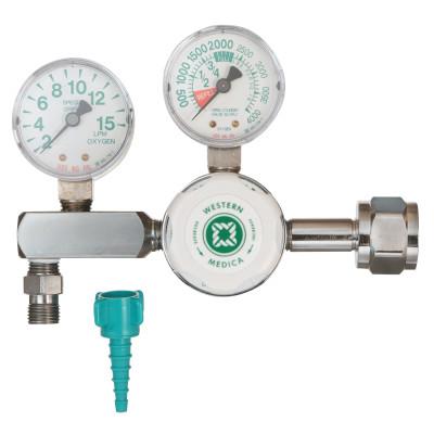 Western Enterprises M1 Series Flow Gauge Regulators, Oxygen, 2-15 LPM, CGA540 Nut/Nipple, 3,000 psi, M1-540-15FG