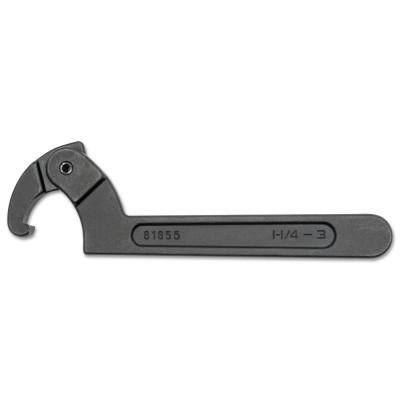 Apex Tool Group Adjustable Spanner Wrenches, 2 in Opening, Hook, Forged Alloy Steel, 6.3 in, 81854