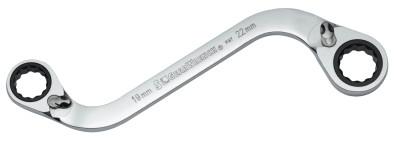 Apex Tool Group S-Shape Reversible Double Box Ratcheting Wrenches, 19 mm; 22 mm, 85241