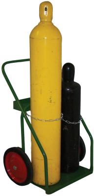 Saf-T-Cart™ 800 Series Cart, Holds 2 Cylinders, 9.5 in dia., 14 in Semi-Pneumatic Wheels, 860-14