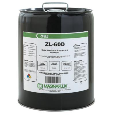 Magnaflux Zyglo ZL-60D Water Washable Fluorescent Penetrants, Liquid, Pail, 5 gal, 01-3272-40