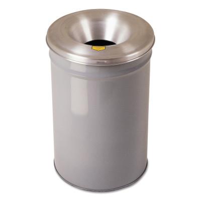 Justrite Cease-Fire® Contoured Waste Receptacle, 12 gal, Aluminum Head, Gray, 26612G