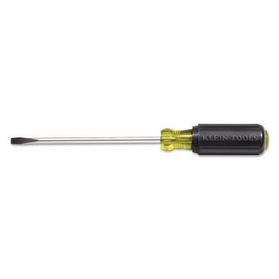 Klein Tools Heavy-Duty Slotted Cabinet-Tip Cushion-Grip Screwdrivers, 1/4 in, 12 11/32 in L, 605-8