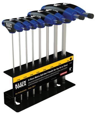 Klein Tools Journeyman T-Handle Ball-Hex Key Sets, 8 per set, Ball Hex Tip, Metric, JTH68MB