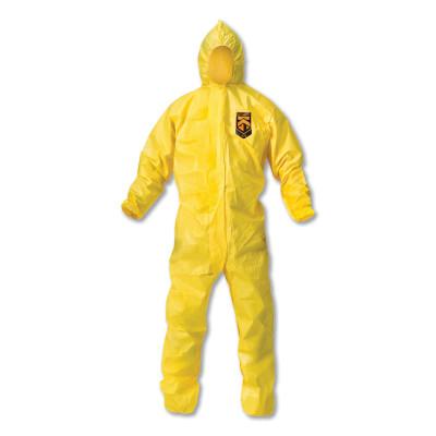 Kimberly-Clark Professional KLEENGUARD A70 Chemical Splash Protection Coveralls, Yellow, XL, Hood, 09814