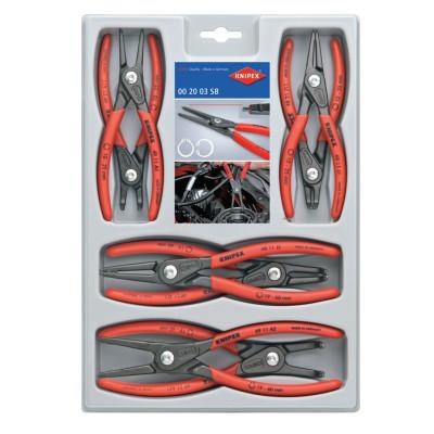 Knipex SB Precision Circlip Snap Ring Pliers Sets, Straight; Bent Tips, 8 Piece, 00-2004SB