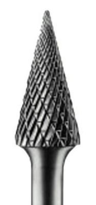 Pferd Carbide Cone/Pointed Bur Bit, 1/4"Dia. x 1"L Cut, 1/4" Shank, Alt. Diamond, 25222