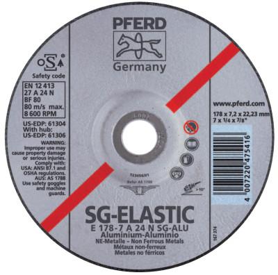 Pferd Type Depressed Center Grinding Wheel, 5 in Dia, 1/4 Thick, 24 Grit Alum. Oxide, 61302