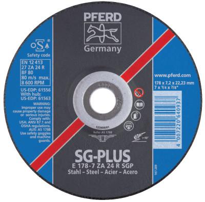 Pferd Depressed Center Grinding Wheel, 5 Dia, 1/4 Thick, 5/8 Arbor, 24 Grit Zirconia, 61561