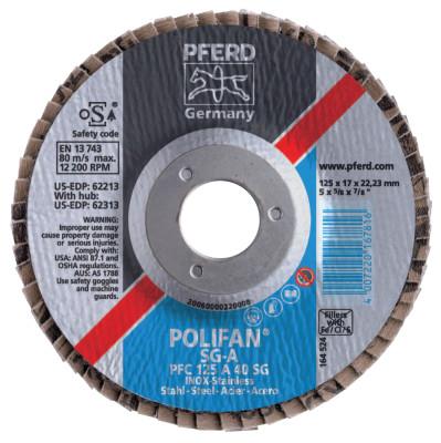 Pferd Type 29 POLIFAN SG Flap Discs, 7", 60 Grit, 5/8 Arbor, 8,600 rpm, Zirconia, 62329