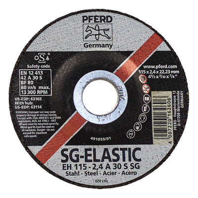 Pferd Type 27 Premium Performance SG Depressed Center Cut-Off Wheel, 4-1/2 in Diameter, 3/32 in Thick, 46 Grit, Alum Oxide, 63103