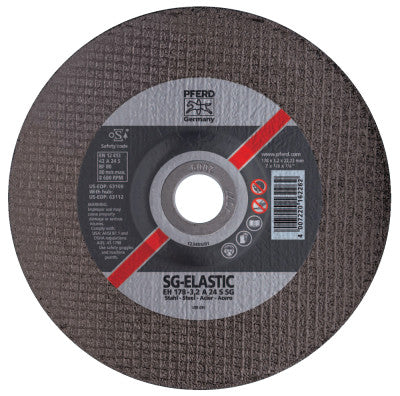 Pferd Depressed Center Cut-Off Wheel, 5 in Dia, 1/8 in Thick, 24 Grit, Alum Oxide, 63117