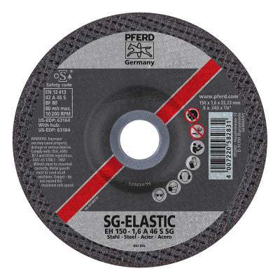 Pferd SGP-INOX Depressed Center SGP Cut-Off Wheel, 6 in Dia, .045 in Thick, 46 Grit, 63174