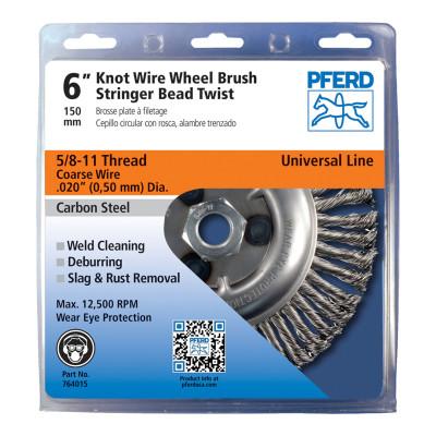 Advance Brush Unthreaded Crimped Wheel Brushes, 8 in Dia., 2 in Arbor, .01 in, Carbon Steel, 81126