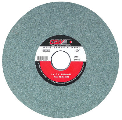 CGW Abrasives Green Silicon Carbide Surface Grinding Wheels, T5, 7 X 3/4, 1 1/4" Arbor, 60, I, 34644
