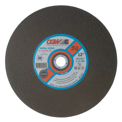 CGW Abrasives Stationary Saw Wheel, 14 in Dia, 1/8 Thick, 24 Grit, Silicon Carbide, Hardness R, 37671