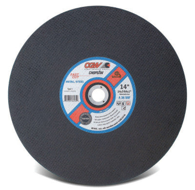 CGW Abrasives Cut-Off Wheel, Chop Saws, 14 in Dia, 7/64 in Thick, 36 Grit, Alum. Oxide, 36234