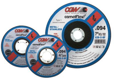 CGW Abrasives Thin Cut-Off Wheel, 7 in Dia, 3/32 in Thick, 7/8 Arbor, 36 Grit Aluminum Oxide, 45026
