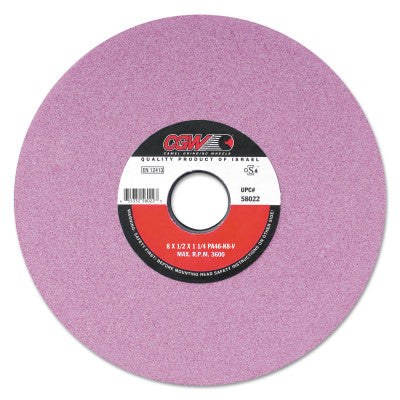 CGW Abrasives Pink Surface Grinding Wheels, R/1-3 x 1/4,, 8 X 3/4, 1 1/4" Arbor, 46, H, 58026