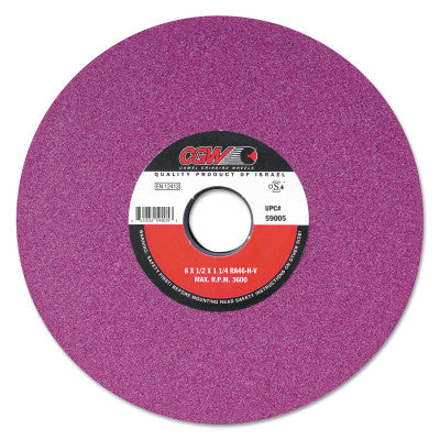 CGW Abrasives Ruby Surface Grinding Wheels, R/1-3 x 1/2,, 8 X 1, 1 1/4" Arbor, 46, J, 59010