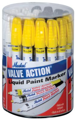 Markal® Valve Action Paint Marker Counter Displays, White; Yellow; Black, 96080