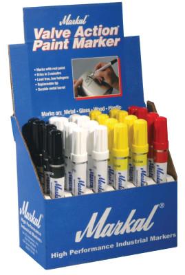 Markal® Valve Action Paint Marker Counter Displays, (8)White;(8)Yellow;(4)Red;(4)Black, 96819