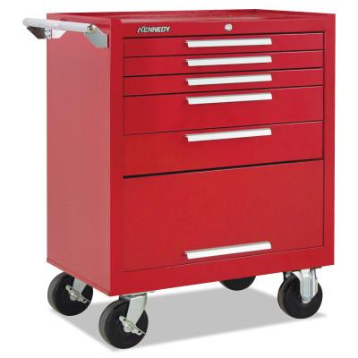 Kennedy Industrial Series Roller Cabinets, 27 in x 18 in x 35 in, 5 Drawers, Red w/Slide, 275XR