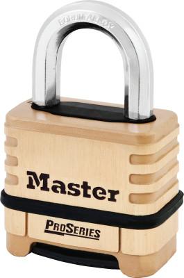 Master Lock ProSeries Resettable Combination Locks,3/8"Dia, 1 1/16"L X 15/16"W, Brass, Boxed, 1175