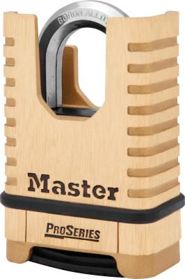 Master Lock® ProSeries Resettable Combo Locks,3/8"Dia, 1 1/16"L X 15/16"W, Brass, Shroud, Box, 1177