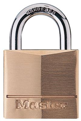 Master Lock No. 140 Solid Brass Padlocks, 1/4 in Diam., 2 in L X 13/16 in W, 140DLH