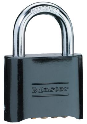 Master Lock No. 178 Solid Brass Combination Padlocks, 5/16 in Diam., 1 in L X 1 in W, Brass, 178BLK