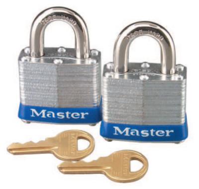 Master Lock No. 3 2-Pack Laminated Steel Pin Tumbler Padlocks, 9/32" Dia., 3/4" L X 5/8" W, 3T