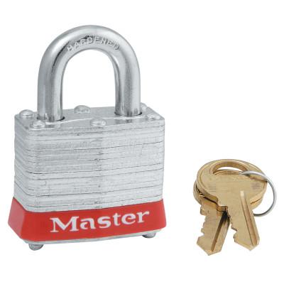 Master Lock Laminated Steel Safety Lockout Padlocks, 9/32 in Diam., Red, 3KARED-0774