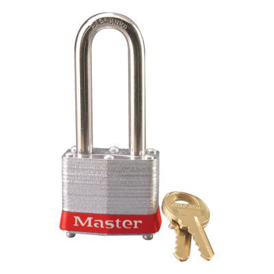 Master Lock Steel Body Safety Padlocks, 9/32 in Diam., 2 in L X 5/8 in W, Red, 3LHRED