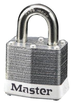 Master Lock Steel Body Safety Padlocks, 9/32 in Diam., 3/4 in L X 5/8 in W, White, 3WHT