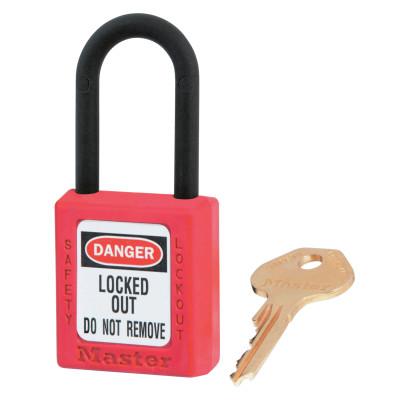 Master Lock® Dielectric Zenex Thermoplastic Safety Padlock, 1/4" Dia., 1 1/2 L x 25/32"W, Red, 406RED