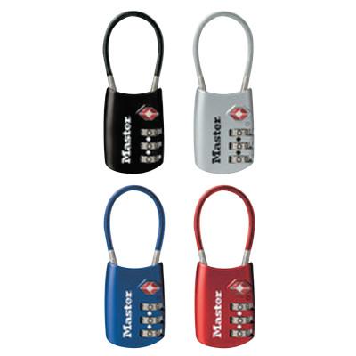 Master Lock® TSA-Accepted Combination Luggage Padlock, Resettable, Flexible Shackle, Assorted, 4688D