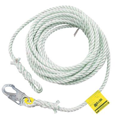 Honeywell Rope Lanyard, 50 ft, Harness; Anchorage Connection, Locking Snap/Choke-Off Loop, 198RLS-2-Z7/50FTWH