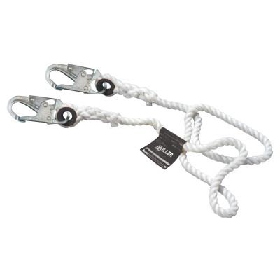 Honeywell Rope Lanyard, 50 ft, Harness; Anchorage Connection, 2 Locking Snap Hooks, Yellow, 201RLS-2-Z7/50FTWH